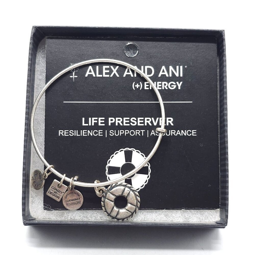 Alex And Ani Life Preserver Charm Bangle Bracelet Silver-Tone Charity By Design